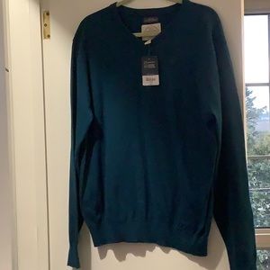 NWT men’s St. John’s Bay Large super soft Teal sweater. 60% cotton, 40% poly.